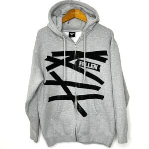 Fallen grey zip front hoodie